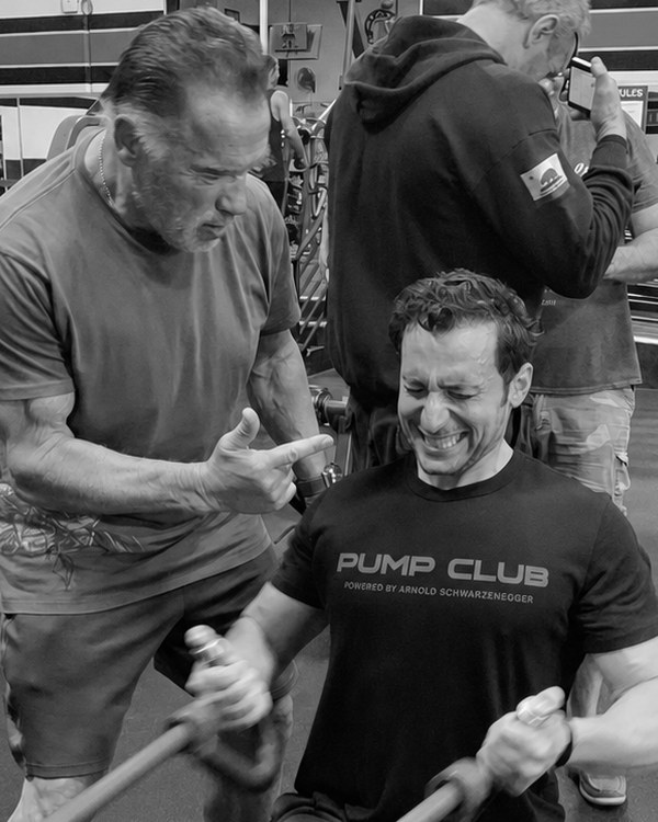 Adam Bornstein training with Arnold Schwarzenegger